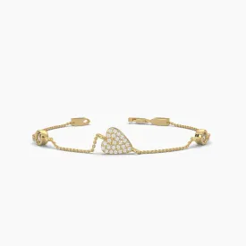 0.35ct Round Lab Grown Diamond Heart Dainty Link Bracelet - 7 Inches | 14k Gold