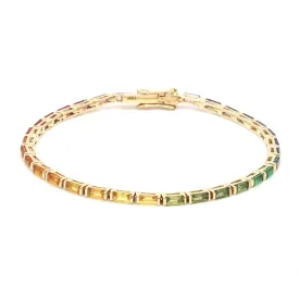 14K & 18K Gold Rainbow Baguette Tennis anklet, East West