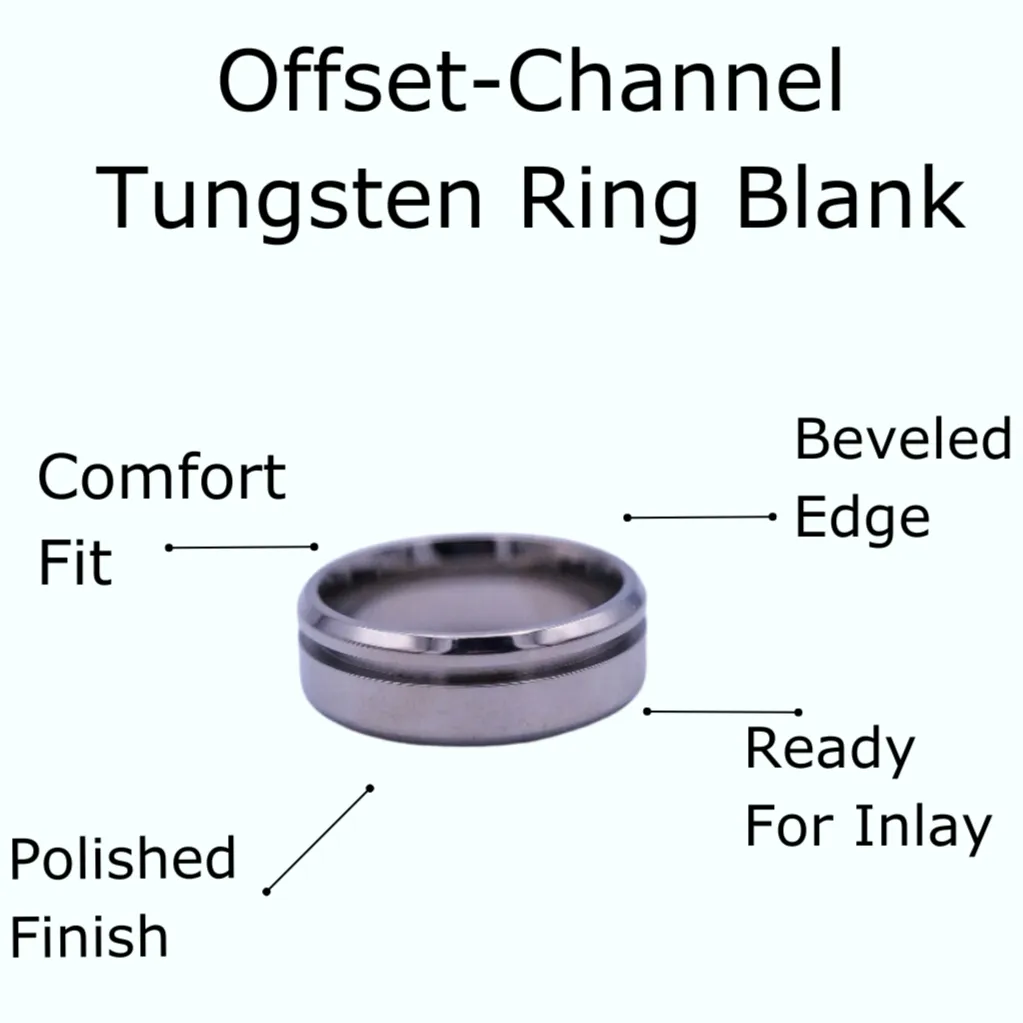 5 Pack - Tungsten Ring Blanks Offset Channel