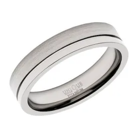 5mm Matt & Polished Flat Titanium Band with black design