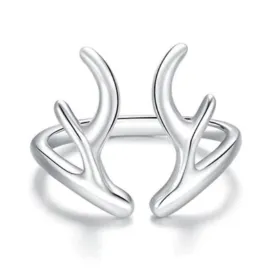 925 Silver Ring Antler Adjustable - Fenris