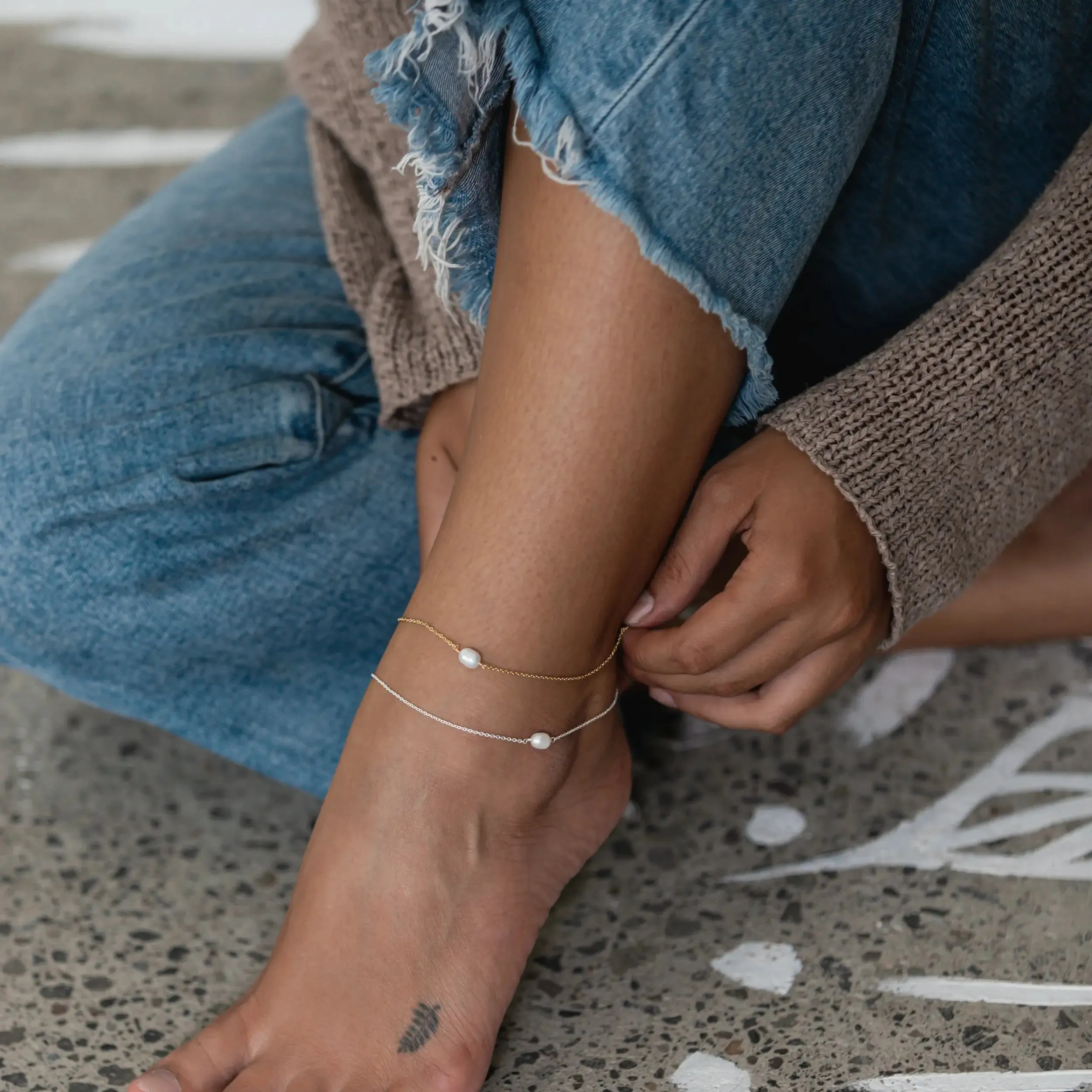 Ana Freshwater Pearl Anklet