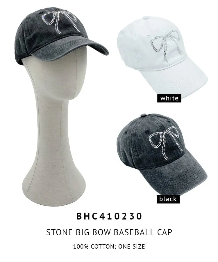 BHC410230 Large Rhinestone Bow Baseball Cap