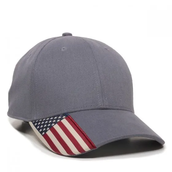 Brushed Twill Hat with Flag Visor