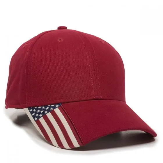 Brushed Twill Hat with Flag Visor