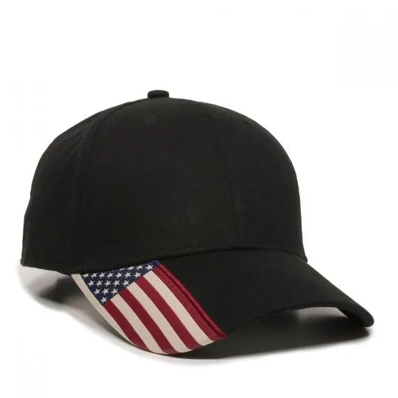 Brushed Twill Hat with Flag Visor