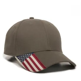 Brushed Twill Hat with Flag Visor