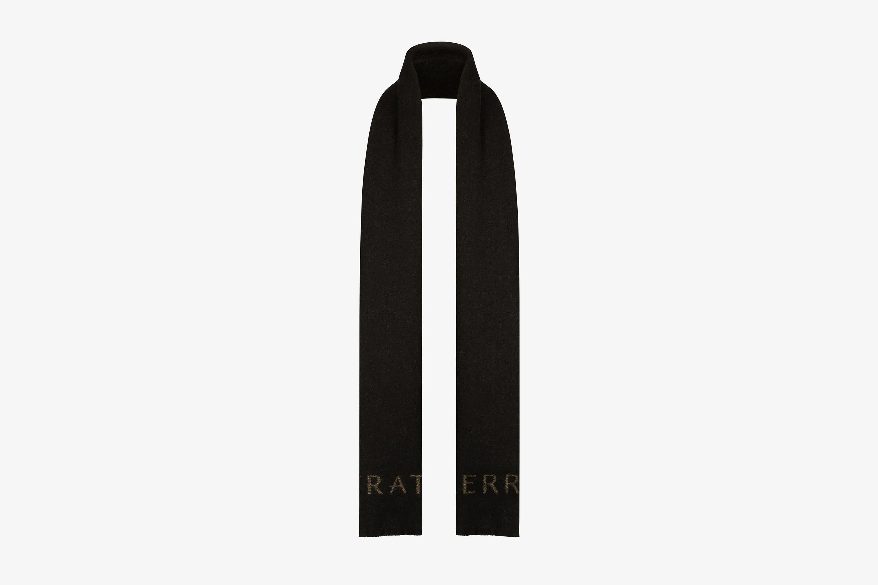 Cashmere Wool Strathberry Logo Scarf - Black/Camel