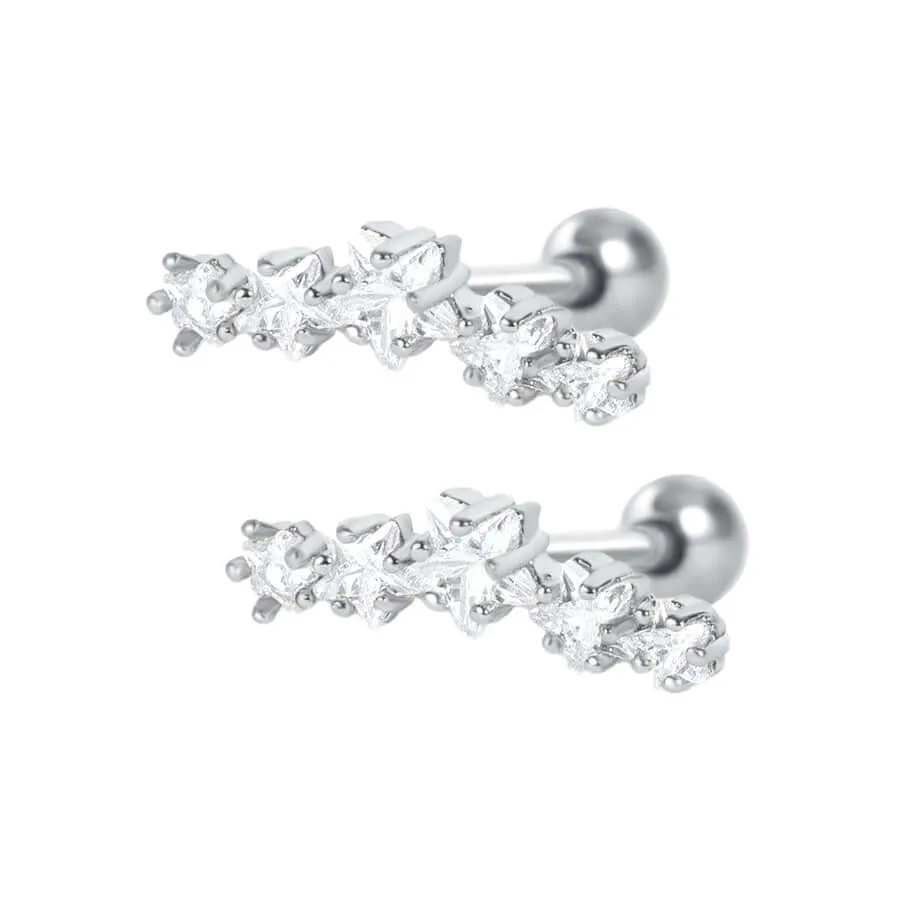 Cinco Star Piercing Barbell Ball Back Earrings Sleeper Earrings