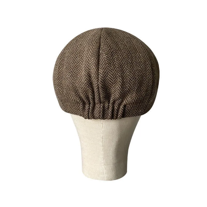 Coffee Fine Herringbone Octagon Beret Cap