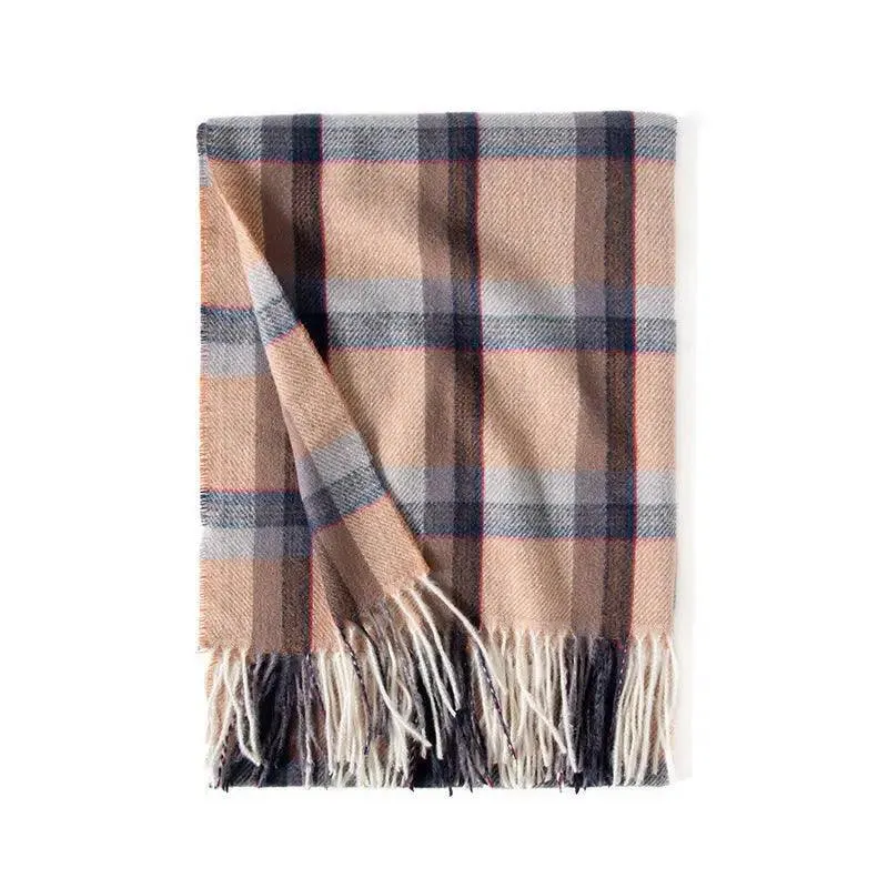 Contrast Check Print Of Cashmere Scarf