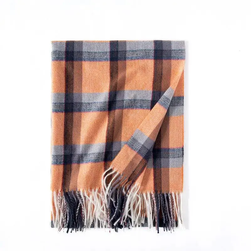 Contrast Check Print Of Cashmere Scarf