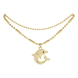 Cubic Zirconia Dolphin Pendant Anklet