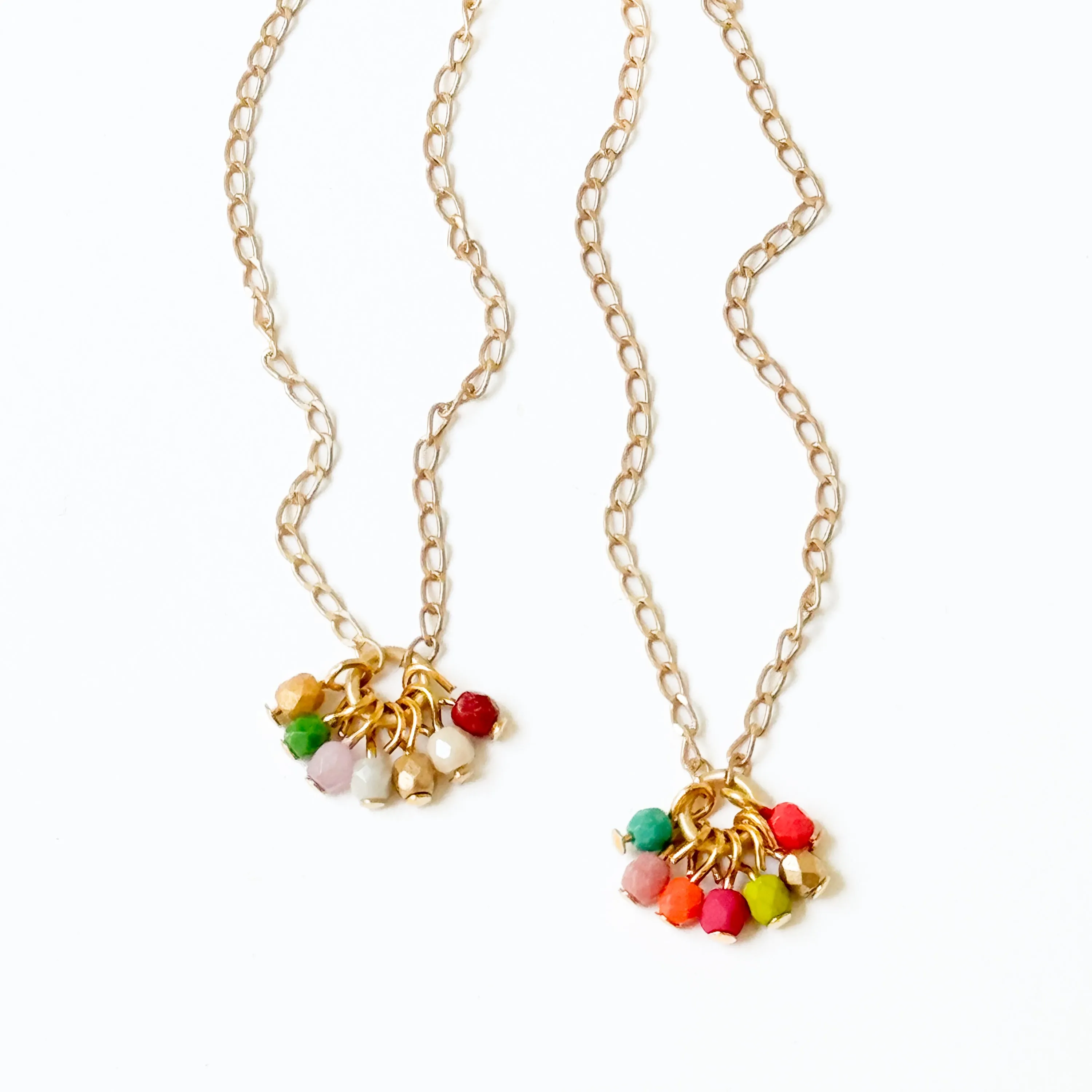 Dainty Gold Plated Necklace With Tiny Beaded Cluster Pendant - WS