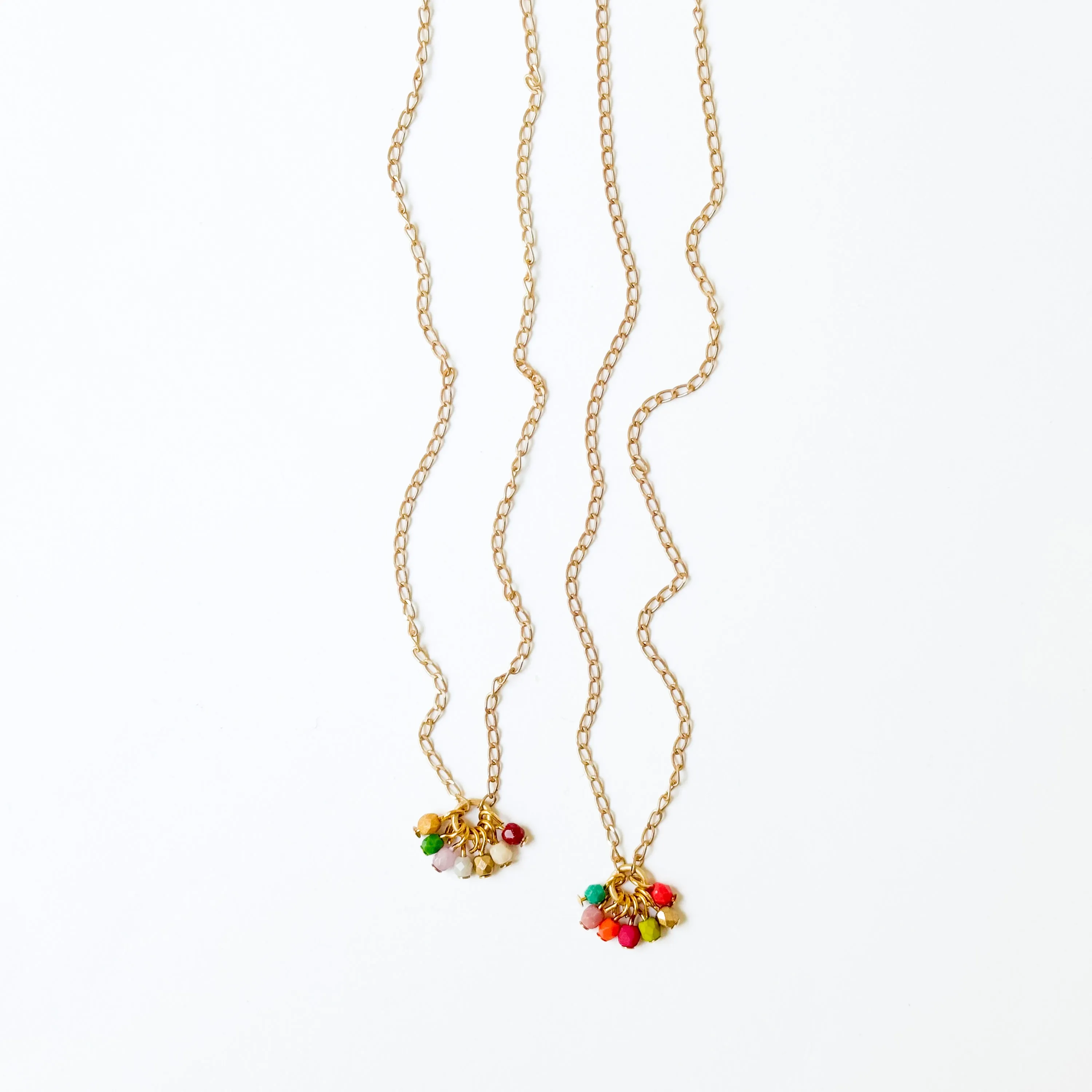 Dainty Gold Plated Necklace With Tiny Beaded Cluster Pendant - WS