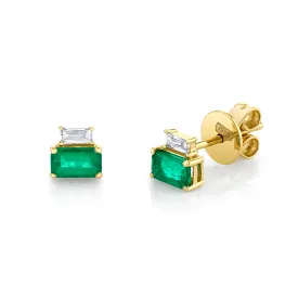 DIAMOND & EMERALD TWO STEP STUDS