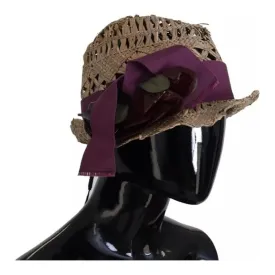 Dolce & Gabbana Brown Ribbon Floral Embellished Straw Hat