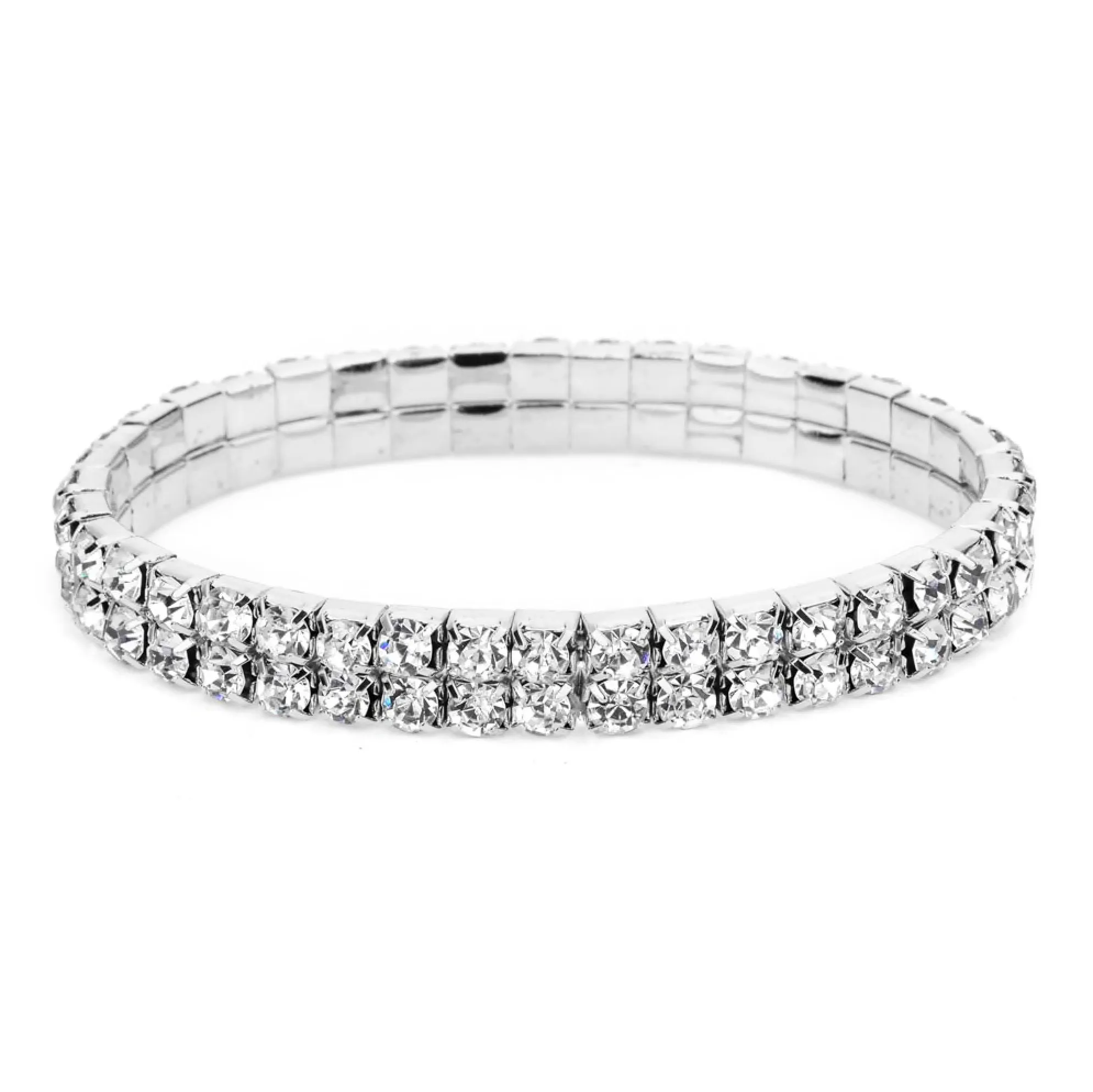 Elsa Rhinestone Bracelet (2 Rows / Silver)