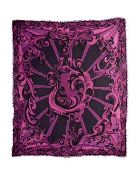 Emilio Pucci Vintage Black Pink Purple Lightweight Modal Cashmere Scarf