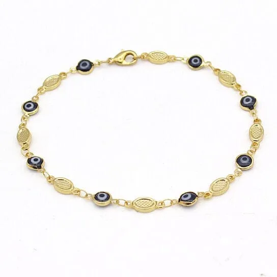 Evil Eye Anklet 10'' Blue High Polish