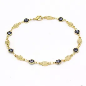 Evil Eye Anklet 10'' Blue High Polish