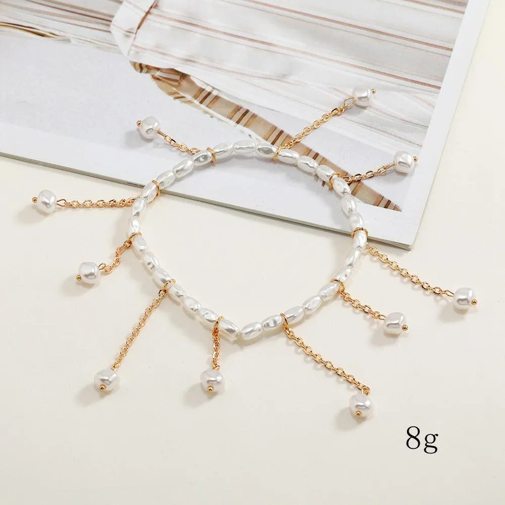 F4.Faux Pearl Pendant Anklet