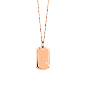 Gold Dog Tag Necklace - Aire 18-Karat Gold & Solitaire Diamond Dog Tag - RED GOLD ®