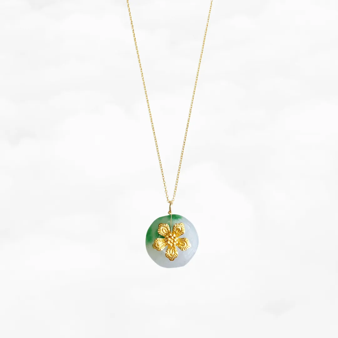 Gold Floral Jade Necklace