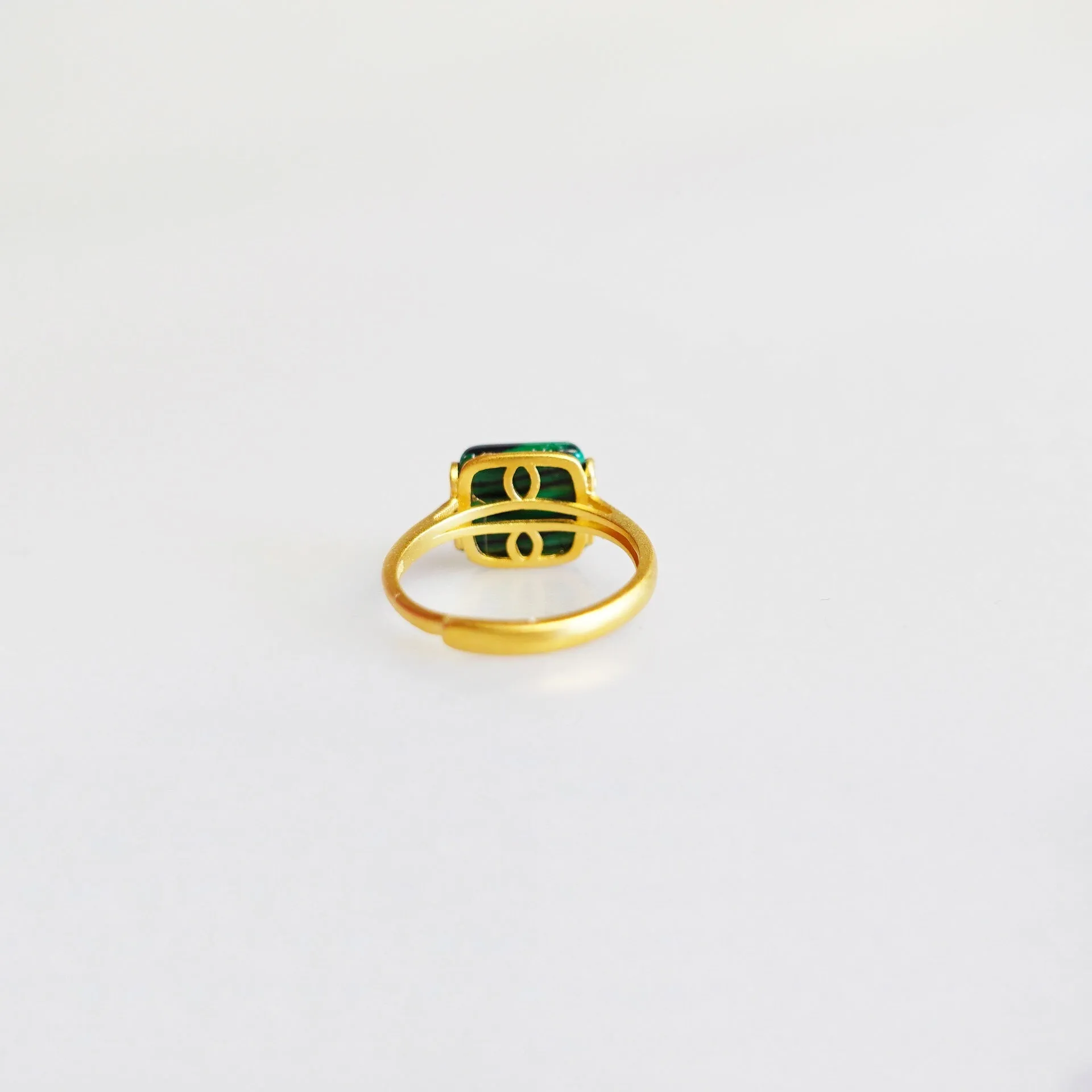 Gold Square Malachite Ring