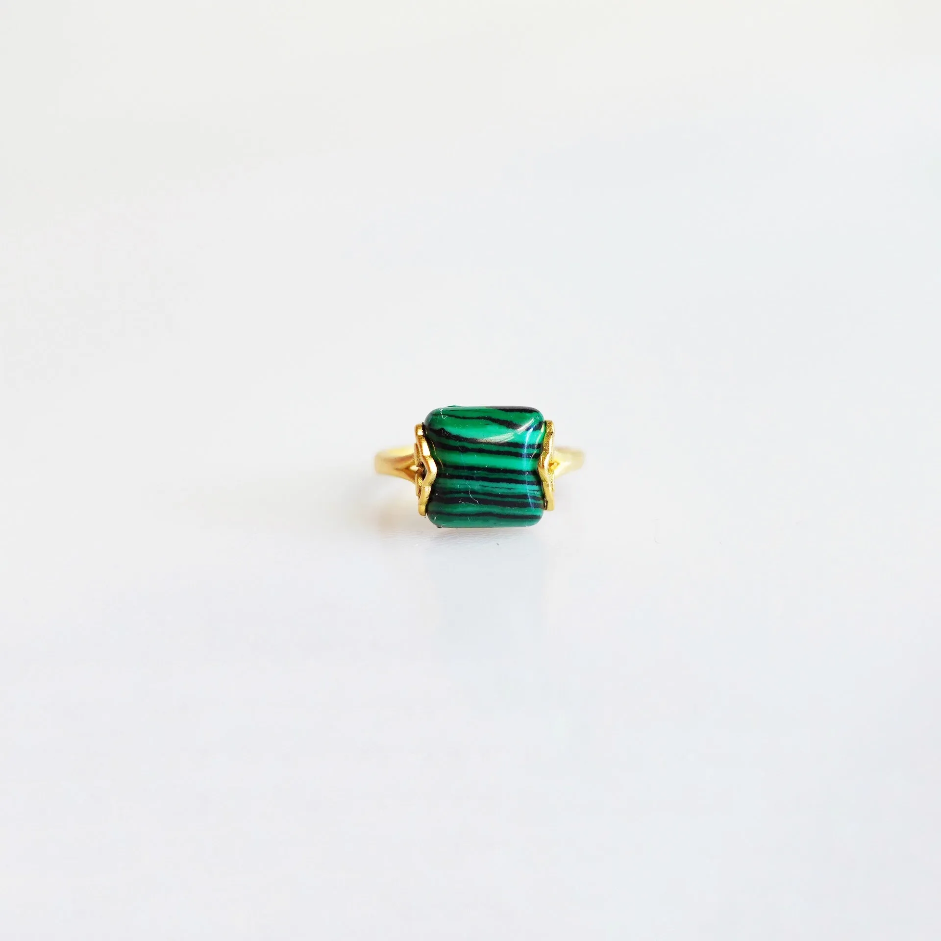 Gold Square Malachite Ring