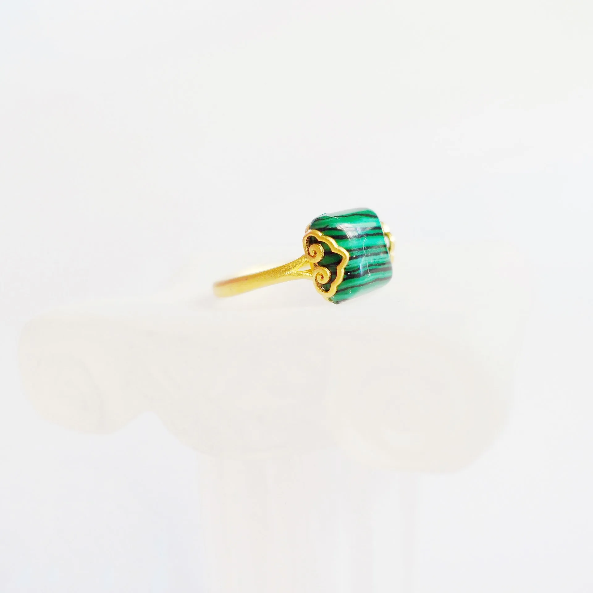 Gold Square Malachite Ring