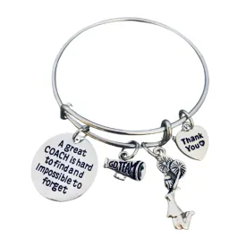 Great Cheer Coach is Hard to Find Charm Bangle Bracelet