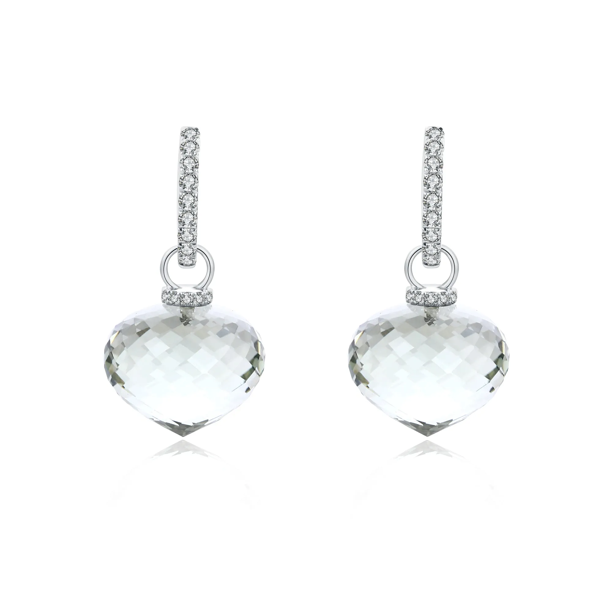 Green Amethyst White Diamond Earrings