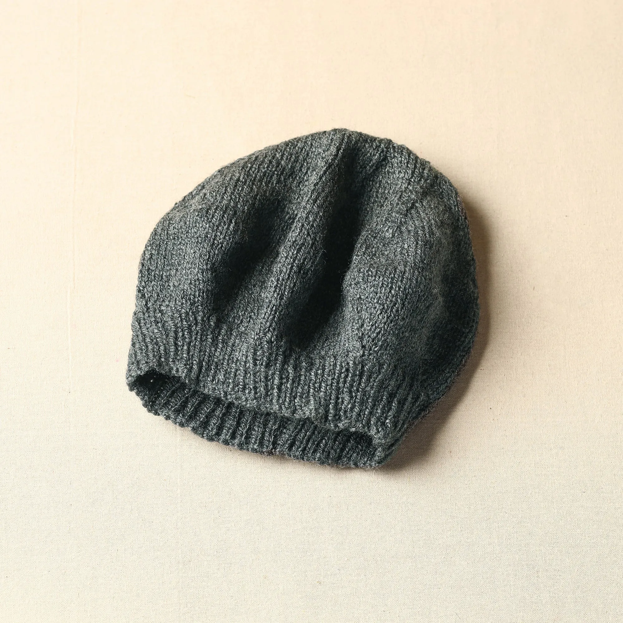 Grey - Kumaun Hand Knitted Woolen Beret Cap 73