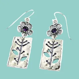 Israeli jewelry designers in silver earrings set amethyst / garnets / turquoises / opals