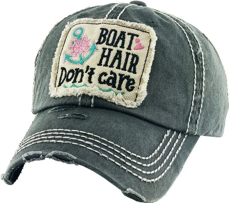 KBV1356 "Boat Hair Don't Care" Vintage Washed Baseball Cap