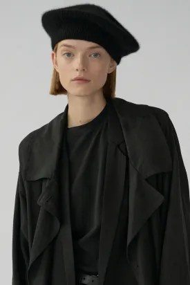 KNIT BERET - BLACK - SILK/CASHMERE