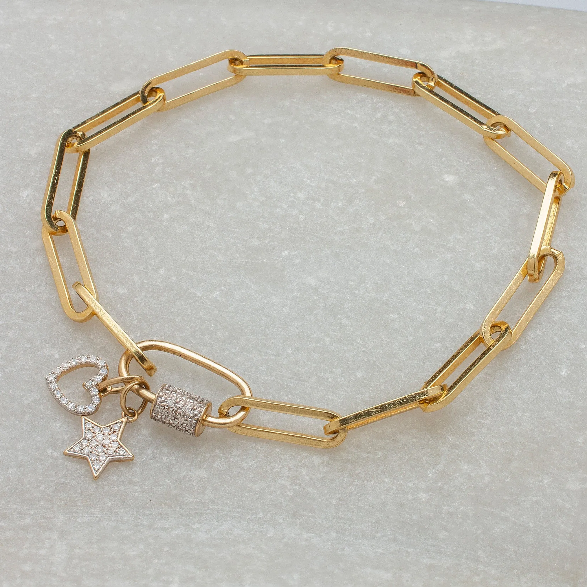 Medium 14K Gold Paper Clip Link Bracelet