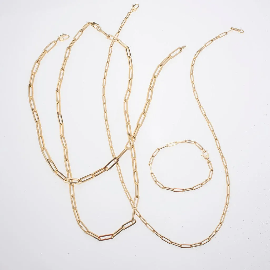 Medium 14K Gold Paper Clip Link Bracelet