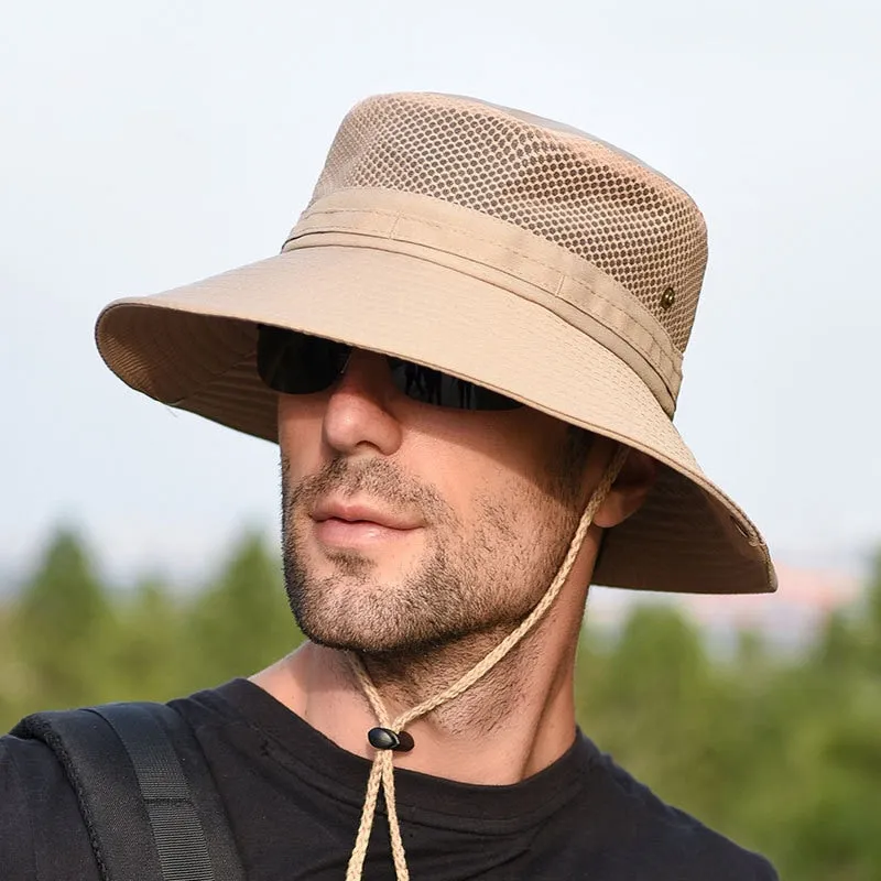 Men's Panama Bucket Hat Outdoor Sun Protection Hats For Men Fashion Summer Hat Sun visor Fisherman's Hat Anti-UV Sun Hat