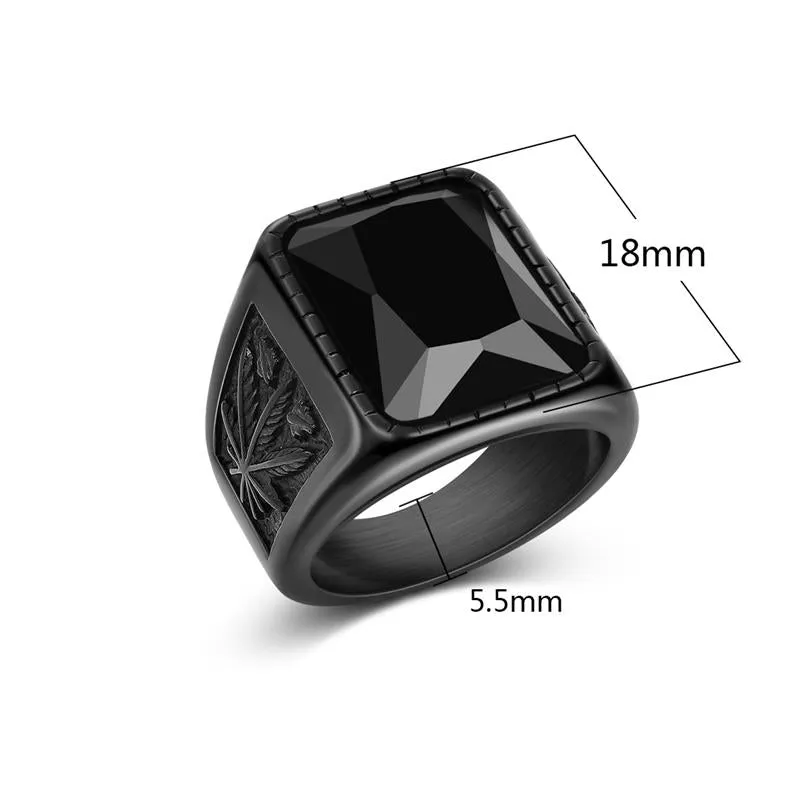 Men's Vintage Stainless Steel Stone Ring