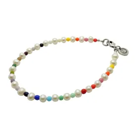 Midi Freshwater Pearl Rainbow Glass Bead Anklet