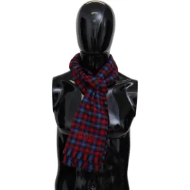 Missoni Chic Check Pattern Wool Scarf with Logo Embroidery