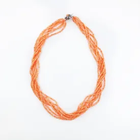 Multistrand Fine Orange Coral Necklace