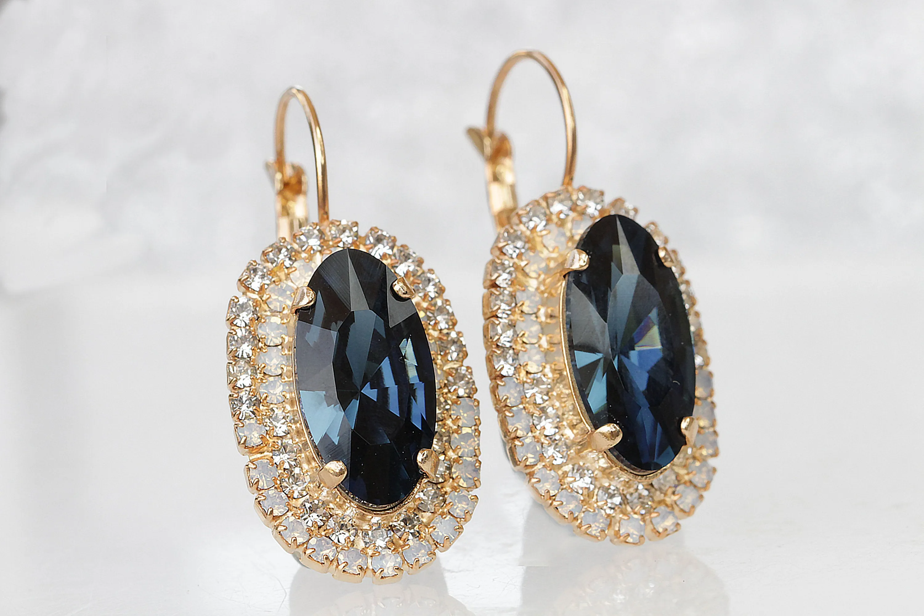 NAVY DROP EARRINGS,