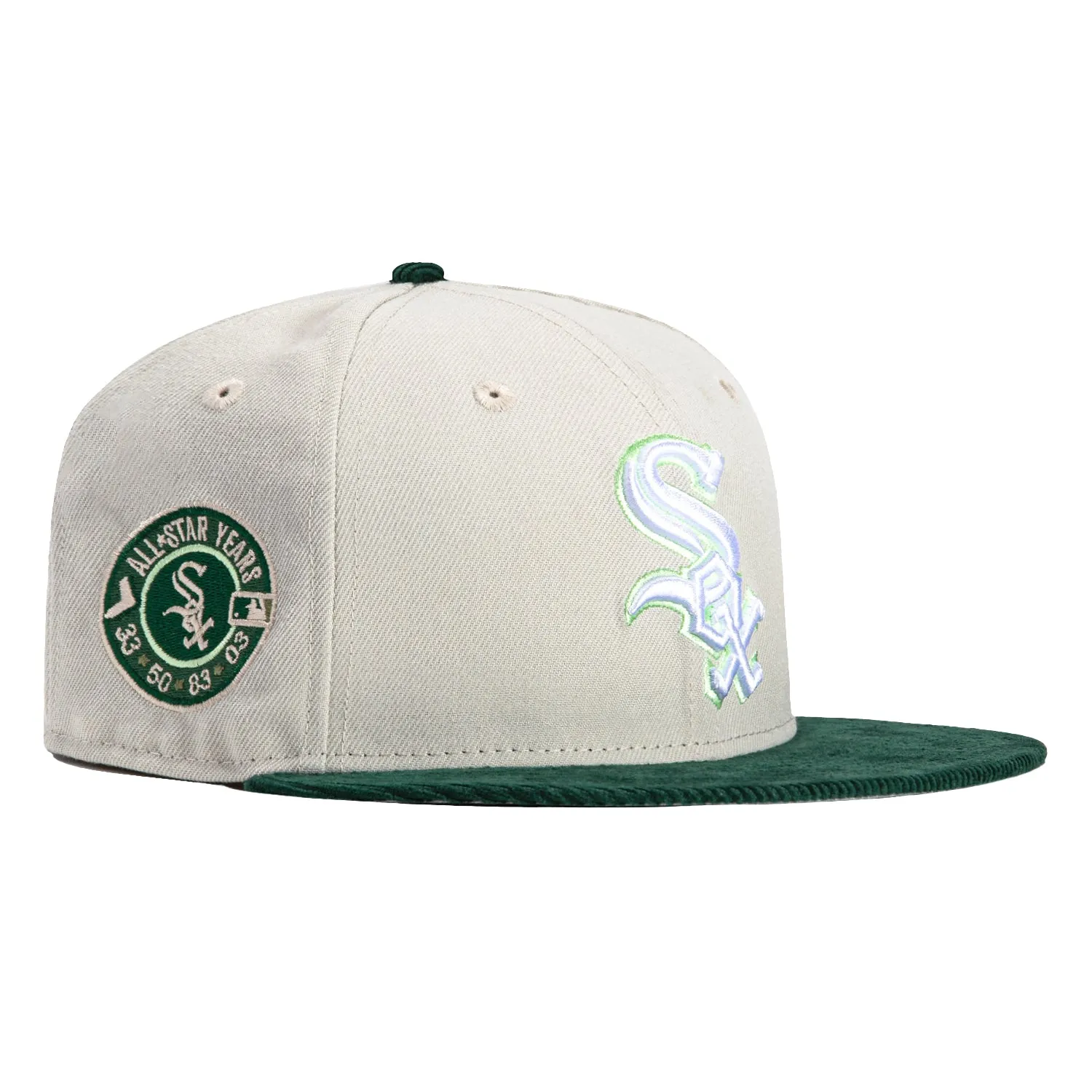 New Era 59Fifty Cord Visor Chicago White Sox All Star Game Years Patch Hat - Stone, Green