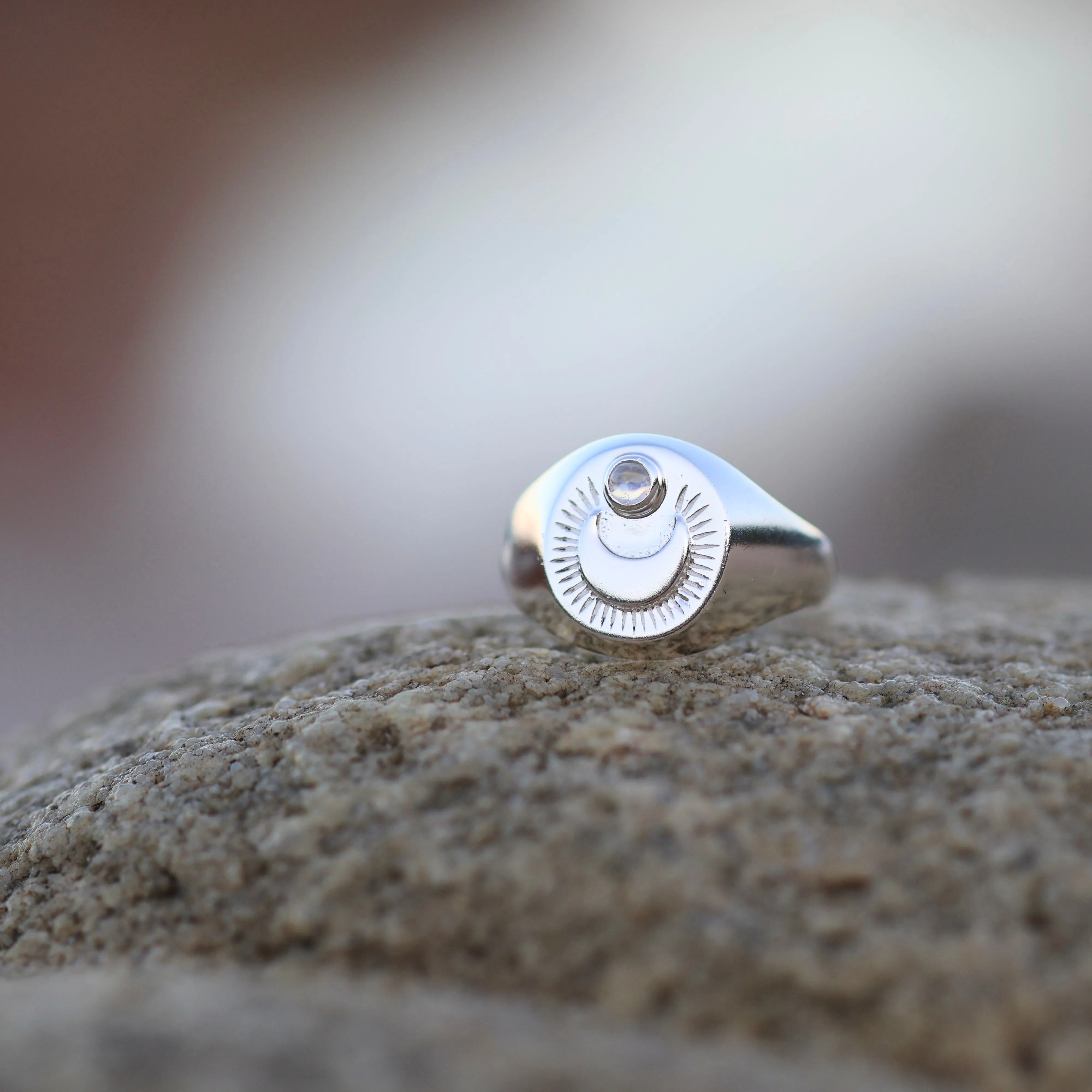 Oracle Sterling Silver Rainbow Moonstone Ring