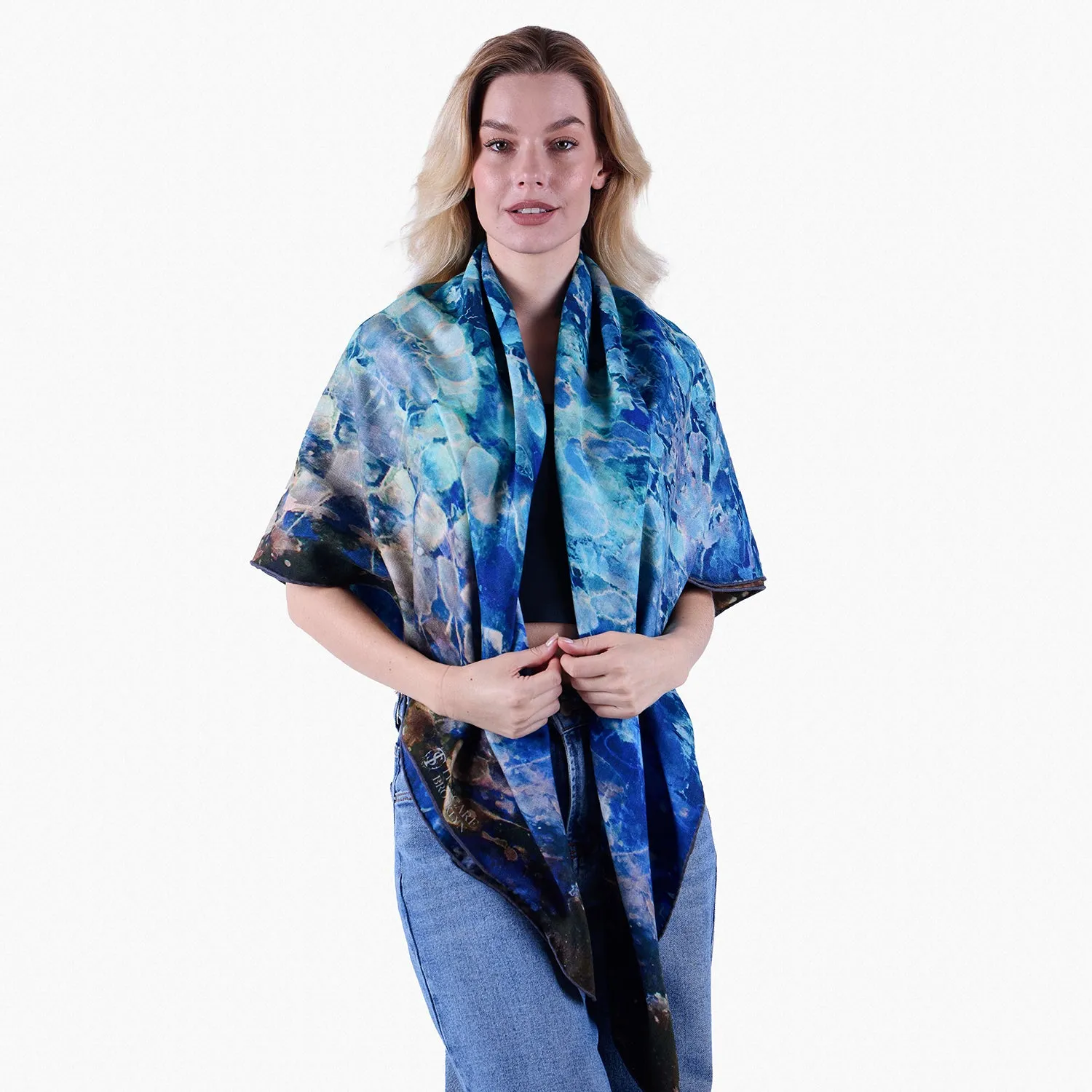 Oversized Blue Dream Silk/Wool Scarf