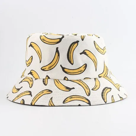 Panama Bucket Hat Men Women Summer Bucket Cap Banana Print Yellow Hat Bob Hat Hip Hop Gorros Fishing Fisherman Hat