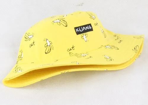 Panama Bucket Hat Men Women Summer Bucket Cap Banana Print Yellow Hat Bob Hat Hip Hop Gorros Fishing Fisherman Hat